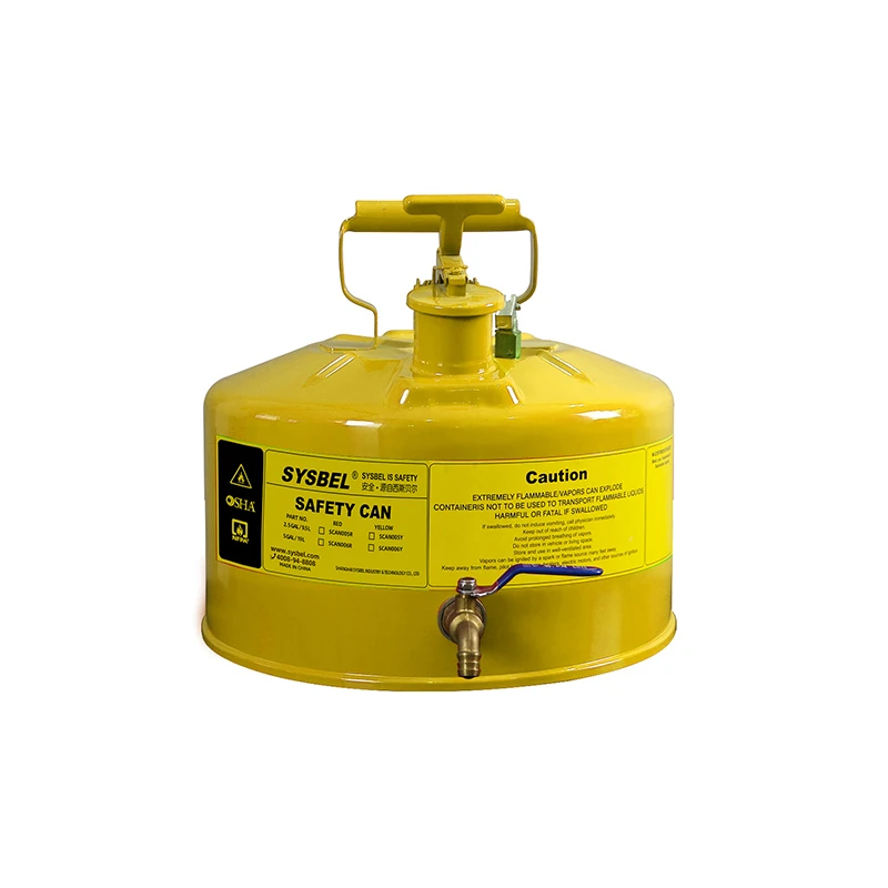 SYSBEL Sekirite Dispense Can 2.5 Galon (9.5L) Jòn|Kalite I ki ka pran dife likid sekirite - SCAN005Y